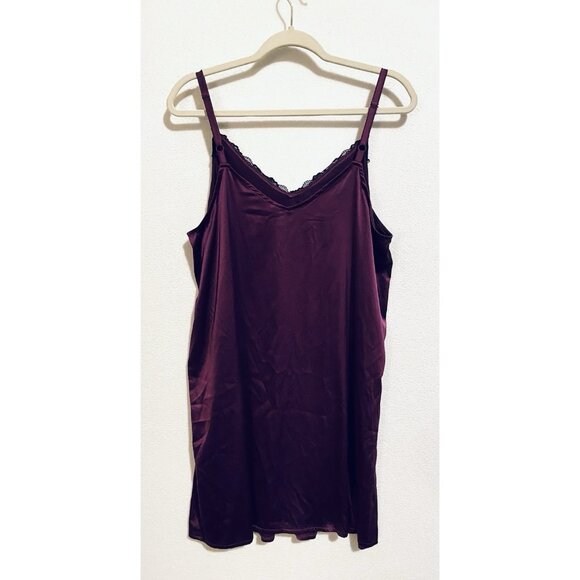 Torrid Sleep Slip Dress Womens Large Purple Satin Black Lace Chemise Romantic - Picture 3 of 5